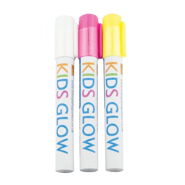 Kids Glow Pens x3 White Pink & Yellow