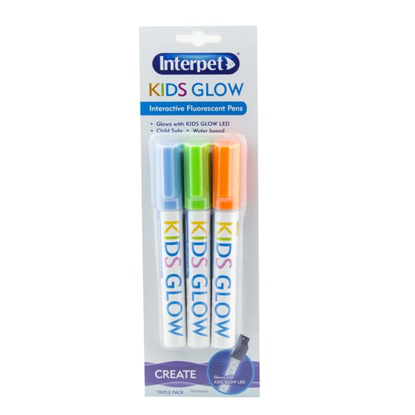 Kids Glow Pens X3 Orange Green & Blue